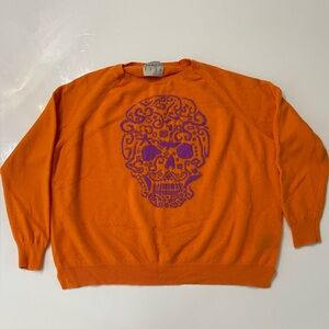 Jumper 1234 Vibrant Crewneck Sweater with Purple Skull Design | Size M | EUC